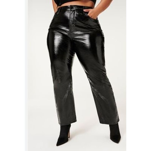 Good American GOOD CLASSIC TEXTURED VINYL PANTS Black 12/31 - Picture 15 of 15